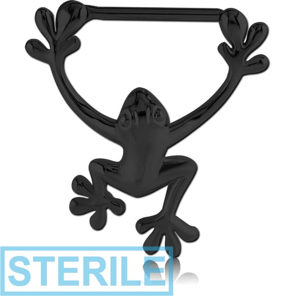 STERILE BLACK PVD COATED SURGICAL STEEL NIPPLE CLICKER - FROG