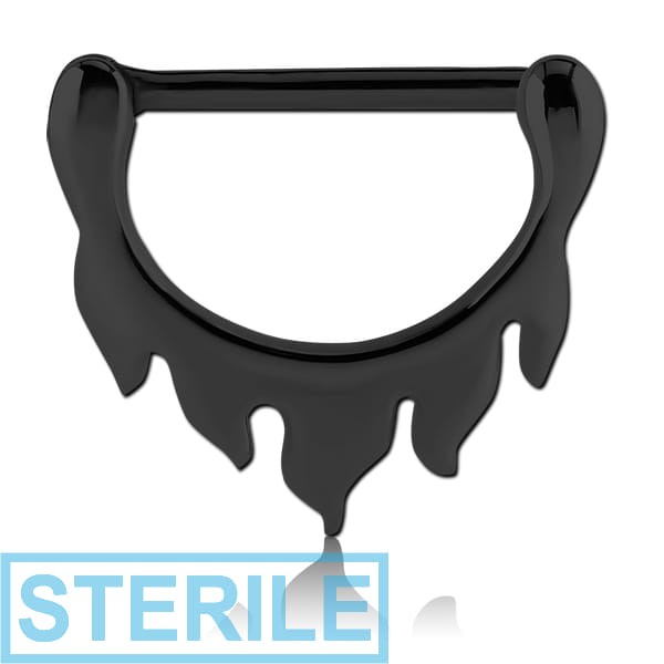 STERILE BLACK PVD COATED SURGICAL STEEL NIPPLE CLICKER - FLAMES