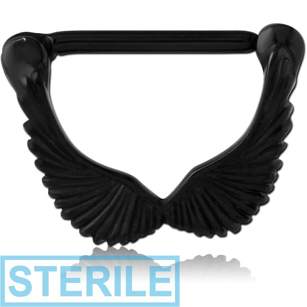 STERILE BLACK PVD COATED SURGICAL STEEL NIPPLE CLICKER - WINGS