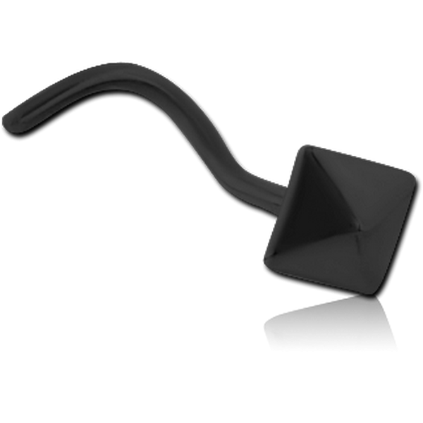 BLACK PVD COATED SURGICAL STEEL CURVED NOSE STUD - PYRAMID