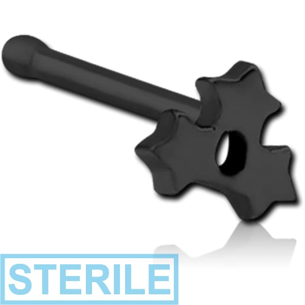 STERILE BLACK PVD COATED SURGICAL STEEL NOSE BONE - TRIPLE STAR