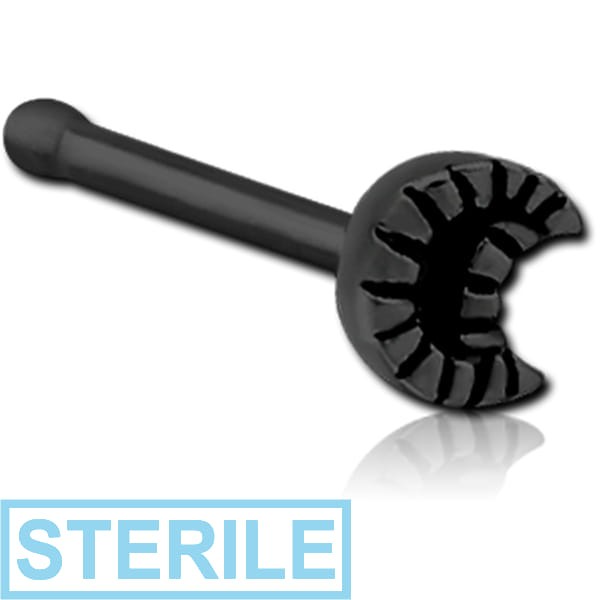 STERILE BLACK PVD COATED SURGICAL STEEL NOSE BONE - CRESCENT