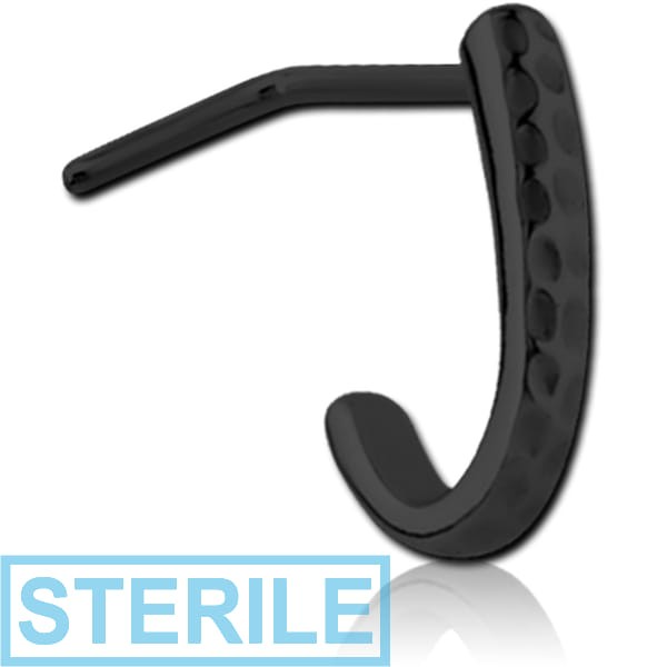 STERILE BLACK PVD COATED SURGICAL STEEL 90 DEGREE WRAP AROUND NOSE STUD
