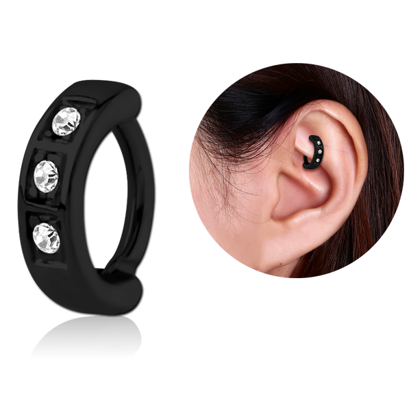 BLACK PVD COATED SURGICAL STEEL JEWELLED ROOK CLICKER