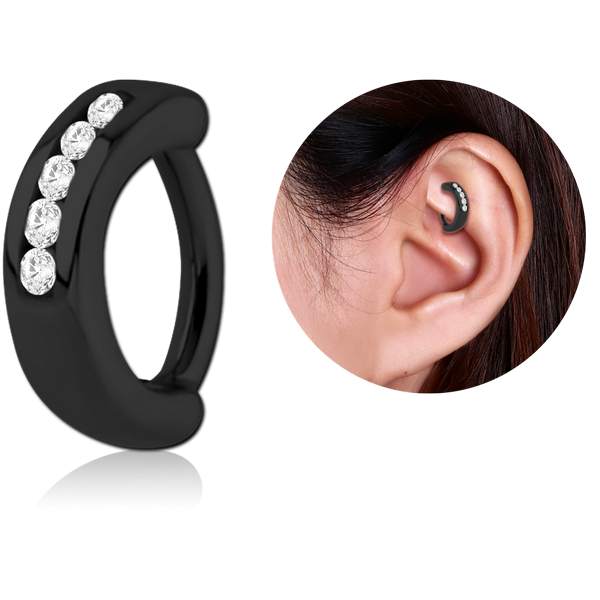 BLACK PVD COATED SURGICAL STEEL JEWELLED ROOK CLICKER