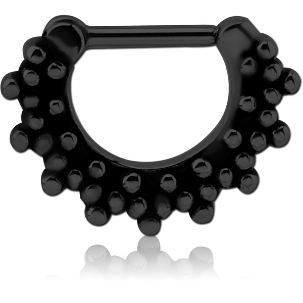 BLACK PVD COATED SURGICAL STEEL HINGED SEPTUM CLICKER