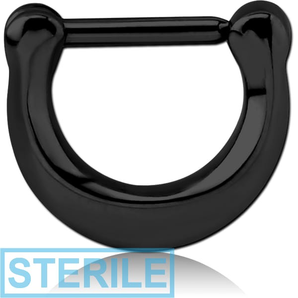 STERILE BLACK PVD COATED SURGICAL STEEL HINGED SEPTUM CLICKER