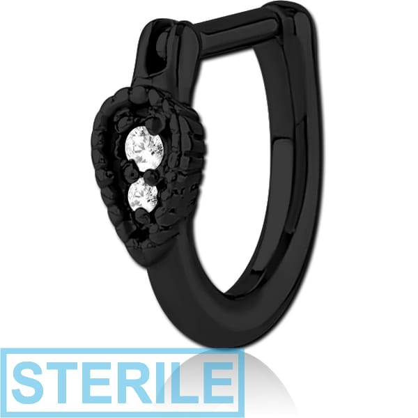 STERILE BLACK PVD COATED SURGICAL STEEL JEWELLED TRAGUS CLICKER