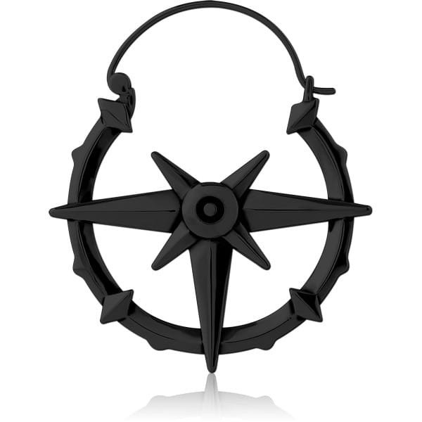 STERILE BLACK PVD COATED SURGICAL STEEL HOOP EARRING FOR TUNNEL