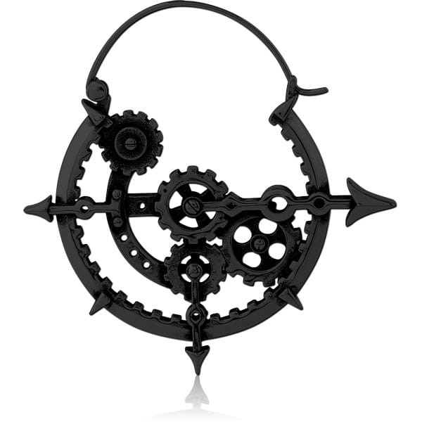 STERILE BLACK PVD COATED SURGICAL STEEL HOOP EARRING FOR TUNNEL