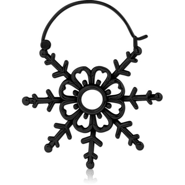 STERILE BLACK PVD COATED SURGICAL STEEL HOOP EARRING FOR TUNNEL