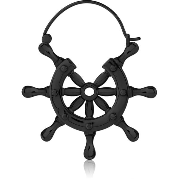 STERILE BLACK PVD COATED SURGICAL STEEL HOOP EARRING FOR TUNNEL