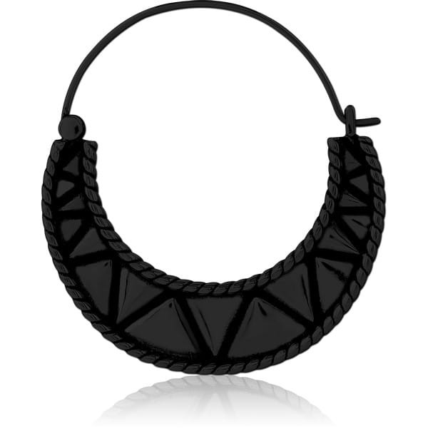 STERILE BLACK PVD COATED SURGICAL STEEL HOOP EARRING FOR TUNNEL