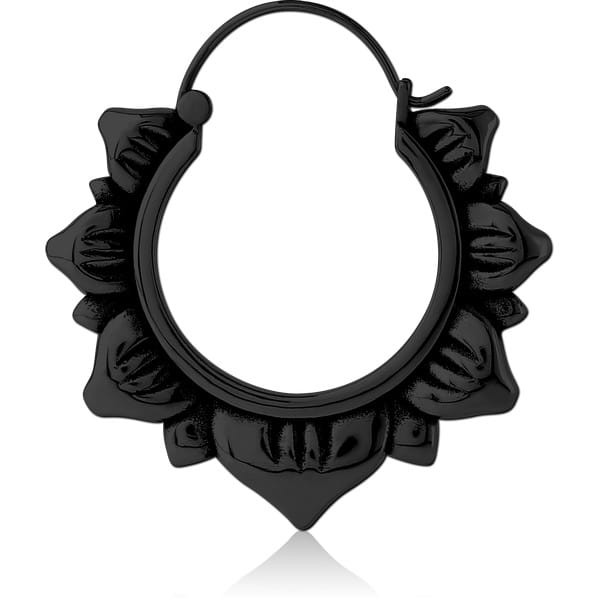 STERILE BLACK PVD COATED SURGICAL STEEL HOOP EARRING FOR TUNNEL