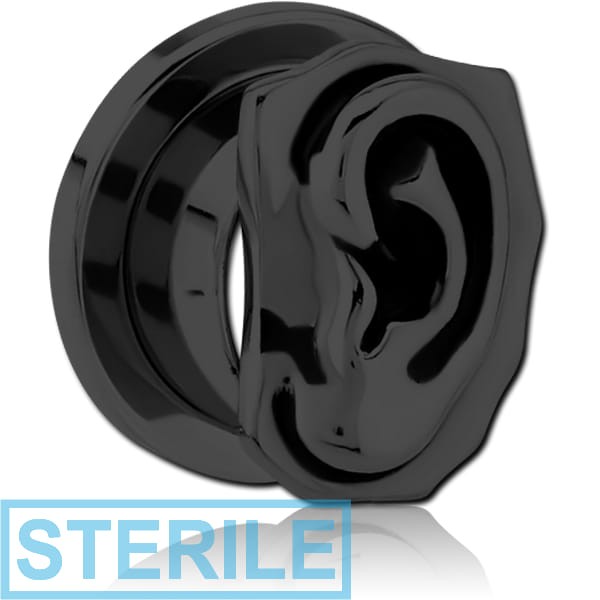 STERILE BLACK PVD COATED STAINLESS STEEL THREADED TUNNEL WITH SURGICAL STEEL TOP