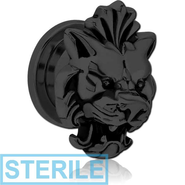 STERILE BLACK PVD COATED STAINLESS STEEL THREADED TUNNEL WITH SURGICAL STEEL TOP