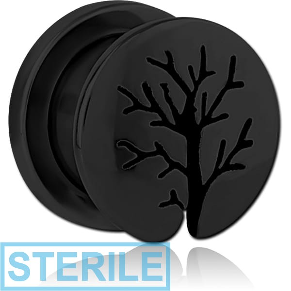 STERILE BLACK PVD COATED STAINLESS STEEL THREADED TUNNEL WITH SURGICAL STEEL TOP