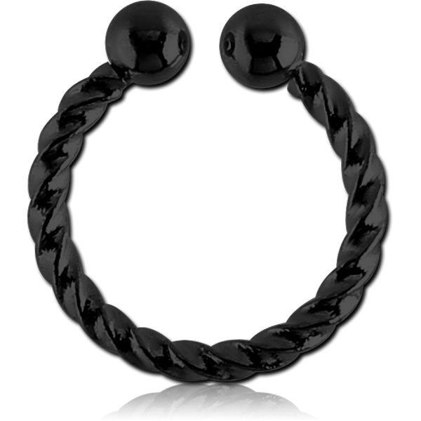 BLACK PVD COATED SURGICAL STEEL FAKE SEPTUM RING - ROPE