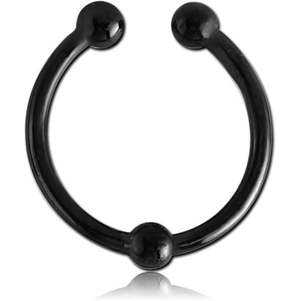 BLACK PVD COATED SURGICAL STEEL FAKE SEPTUM RING - MIDDLE BALL