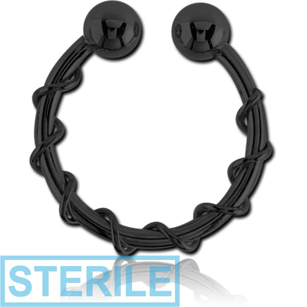 STERILE BLACK PVD COATED SURGICAL STEEL NOSE RING