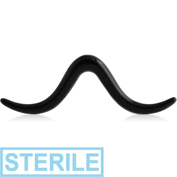 STERILE BLACK PVD COATED SURGICAL STEEL SEPTUM MUSTACHE
