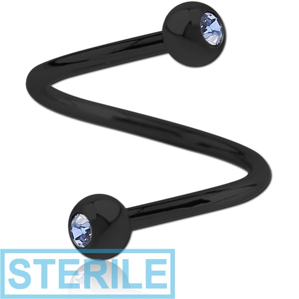 STERILE BLACK PVD COATED TITANIUM DOUBLE JEWELLED MICRO BODY SPIRAL