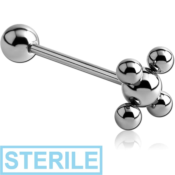 STERILE SURGICAL STEEL BARBELL WITH FLOWER BALL