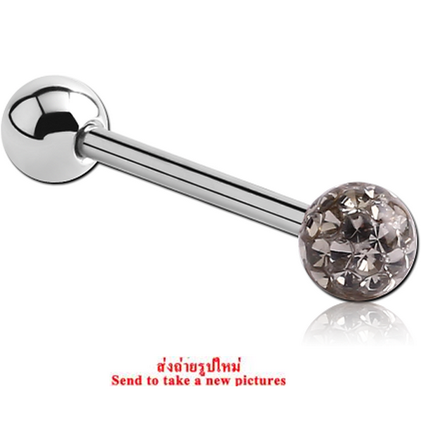 SURGICAL STEEL BARBELL WITH ONE EPOXY COATED CRYSTALINE JEWELLED BALL
