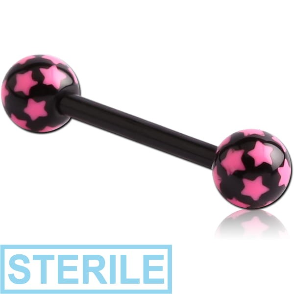STERILE UV ACRYLIC FLEXIBLE BARBELL WITH PRINTED STARS BALL