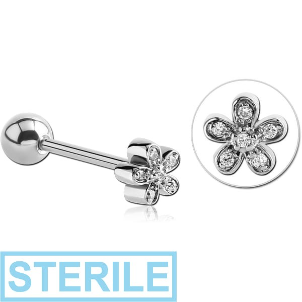 STERILE SURGICAL STEEL JEWELLED BARBELL - FLOWER