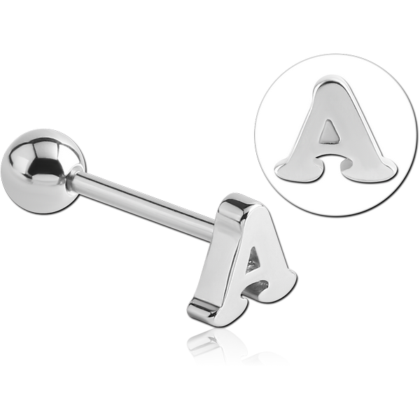 SURGICAL STEEL BARBELL WITH LETTER - A