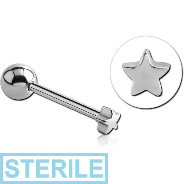 STERILE SURGICAL STEEL BARBELL - SMALL STAR