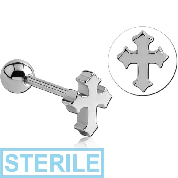 STERILE SURGICAL STEEL BARBELL - CROSS