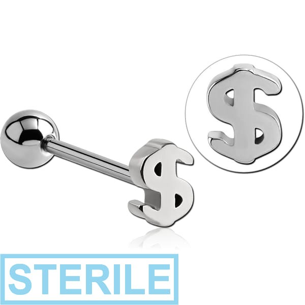 STERILE SURGICAL STEEL BARBELL - DOLLAR SIGN