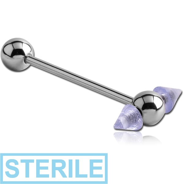 STERILE SURGICAL STEEL SPINNER BARBELL WITH UV CONES