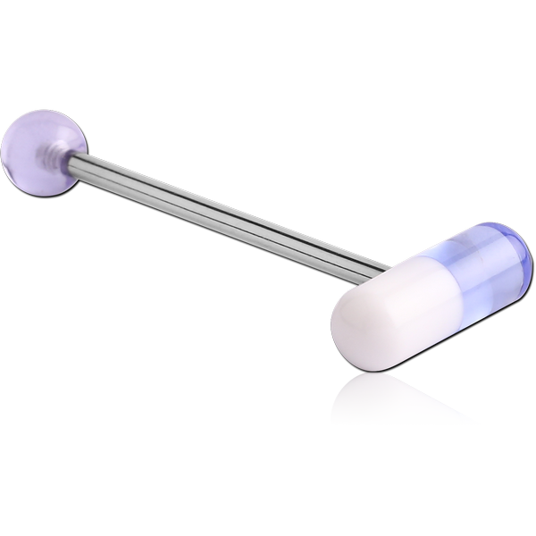 SURGICAL STEEL BARBELL WITH UV ACRYLIC CAPSULE