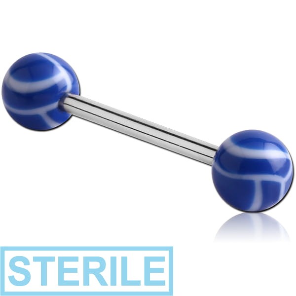 STERILE SURGICAL STEEL BARBELL WITH ACRYLIC VOLLEYBALL