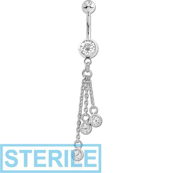 STERILE SURGICAL STEEL DOUBLE JEWELLED NAVEL BANANA WITH CHARM
