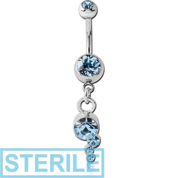 STERILE SURGICAL STEEL DOUBLE JEWELLED NAVEL BANANA WITH CHARM