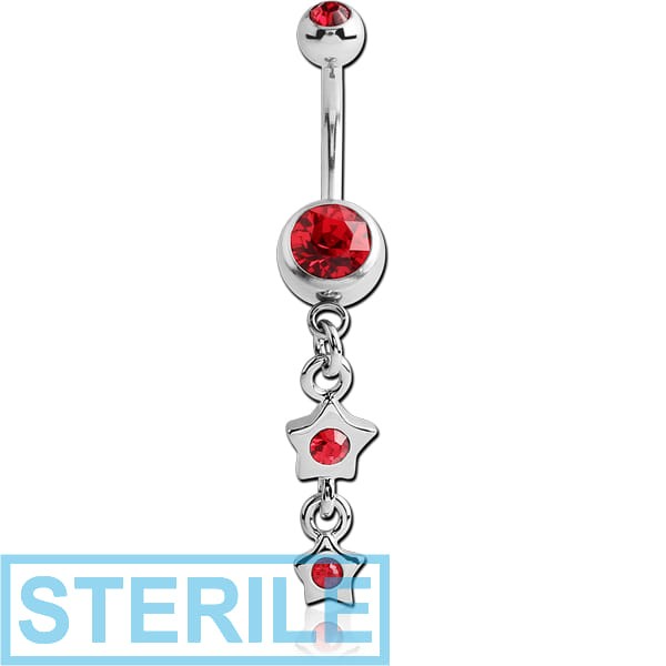 STERILE SURGICAL STEEL DOUBLE JEWELLED NAVEL BANANA WITH STAR CHARM
