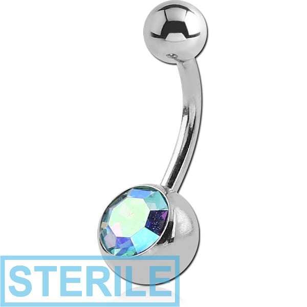 STERILE SURGICAL STEEL JEWELLED NAVEL BANANA