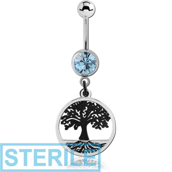 STERILE SURGICAL STEEL JEWELLED NAVEL BANANA WITH CHARM