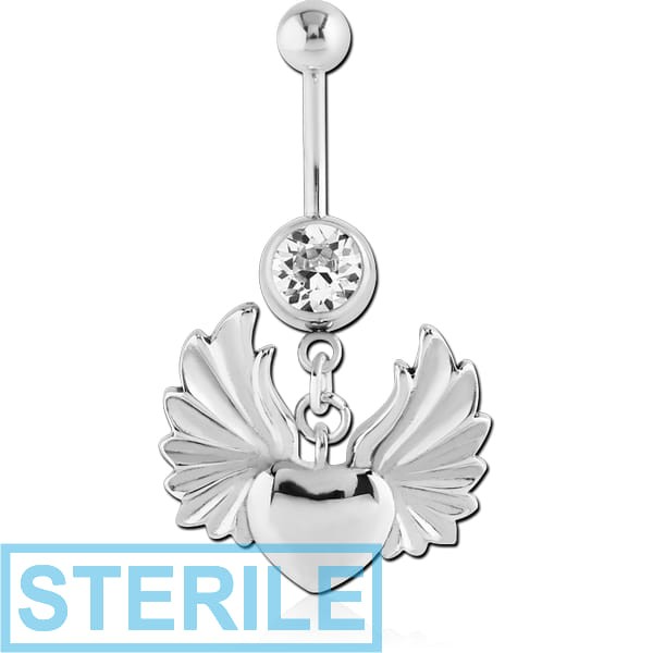 STERILE SURGICAL STEEL JEWELLED NAVEL BANANA WITH CHARM