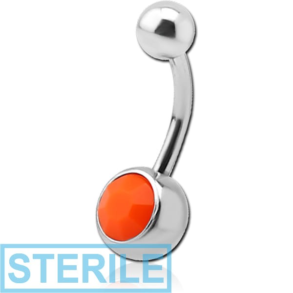 STERILE SURGICAL STEEL NEON ACRYLIC SPIKY STONE JEWELLED NAVEL BANANA