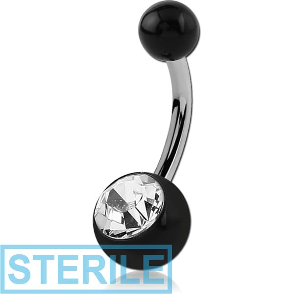 STERILE SURGICAL STEEL HIGH END CRYSTAL JEWELLED NAVEL BANANA WITH UV BALL