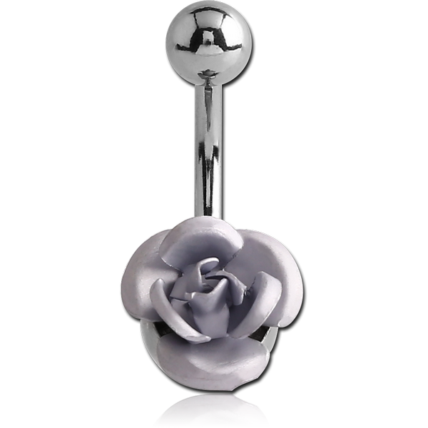 SURGICAL STEEL NAVEL BANANA WITH ANODISED FLOWER BALL