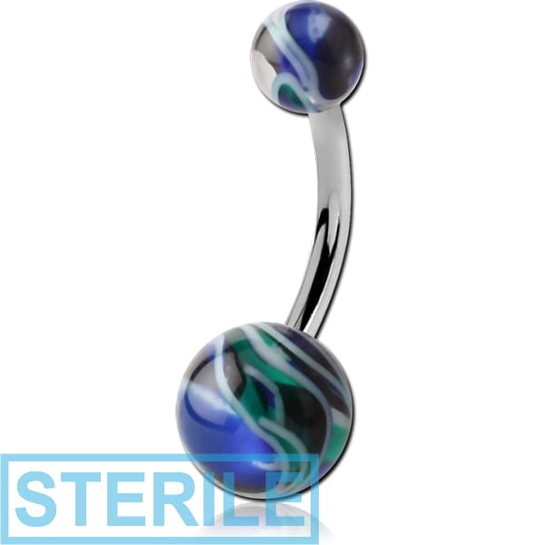 STERILE SURGICAL STEEL NAVEL BANANA WITH JAW BREAKER BALL