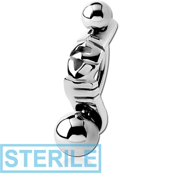 STERILE SURGICAL STEEL LOVE INTIMATE SHIELD AND MINI NAVEL BANANA