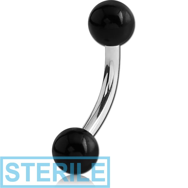 STERILE SURGICAL STEEL CURVED BARBELL WITH UV ACRYLIC BALL
