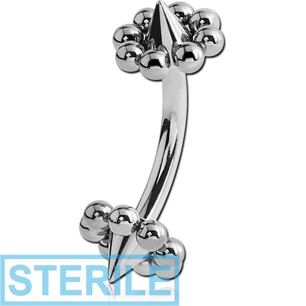 STERILE SURGICAL STEEL CURVED BARBELL WITH VOLCANOES